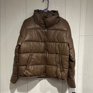 Sebby Collection Faux Leather Puffer Coat-NWT